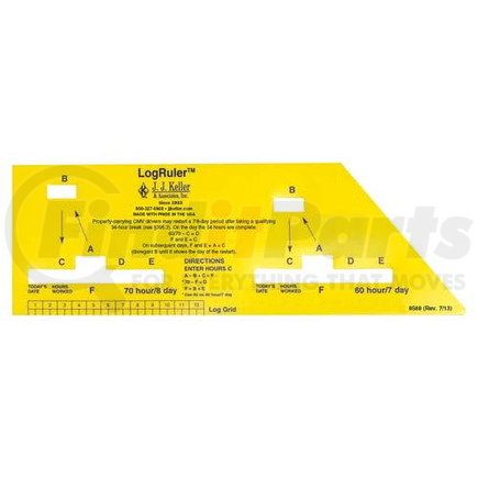 8588 by JJ KELLER - Standard Log Aid Ruler - Large Size (for 8.5" x 11" logbooks)