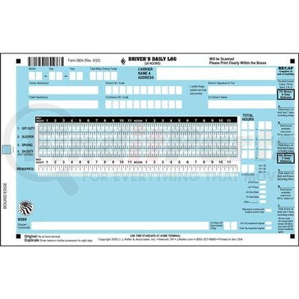 8589 by JJ KELLER - Scannable Driver's Daily Log Book - California & Texas Rule Set Logs, w/Recap - Stock - Stock Log