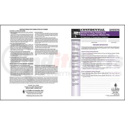 9618 by JJ KELLER - Confidential Alcohol & Drug and Driver Investigation History File Folder - File Folder