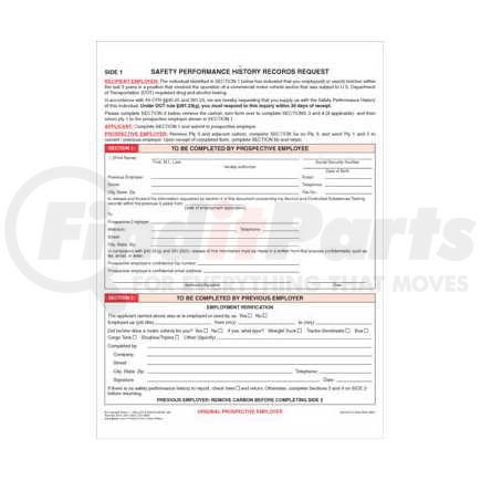 9620 by JJ KELLER - Safety Performance History Records Request - Snap-Out Format - Snap-out format, carbon copy, 8-1/2" x 11-3/4"