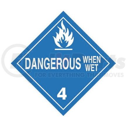 984 by JJ KELLER - Division 4.3 Dangerous When Wet Placard - Worded - 4 mil Vinyl Permanent Adhesive