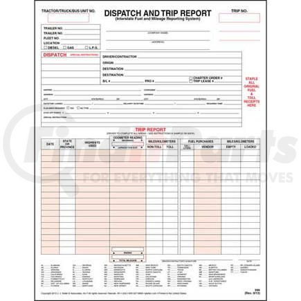 996 by JJ KELLER - Dispatch and Trip Report - Vertical, Padded Format - Padded Format, Vertical