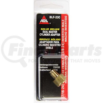 BLF-23C by AGS COMPANY - Brass Adapter, Female(7/16-24 Inverted), Male(3/8-24 Inverted), 1/card