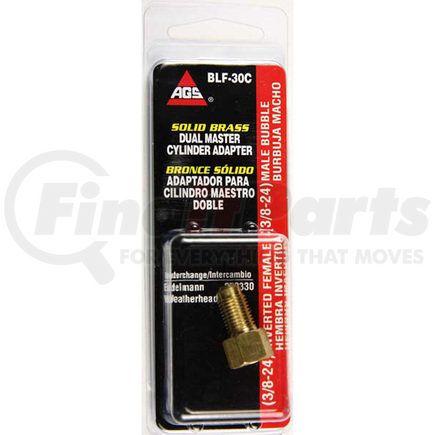 BLF-30C by AGS COMPANY - Brass Adapter, Female(3/8-24 Inverted), Male(3/8-24 Bubble), 1/card