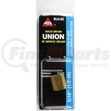 BLU-5C by AGS COMPANY - Brass Brake Line Union, 5/16 (1/2-20 Inverted), 1/card