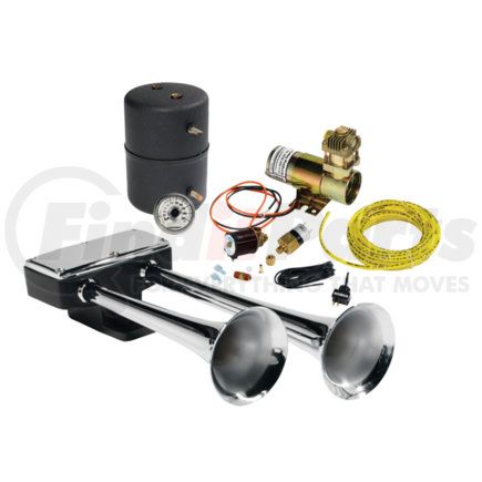 H00961EA by HADLEY - 15.5” CHROME BULLY AIR HORN KIT (vehicles without air)