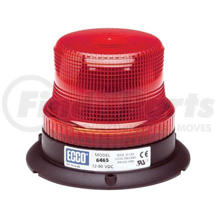 6465R by ECCO - Beacon Light - 6400 Series, 70FPM Pulse, LED, Red Lens, 8 Flash Patterns, 3-Bolt Mount