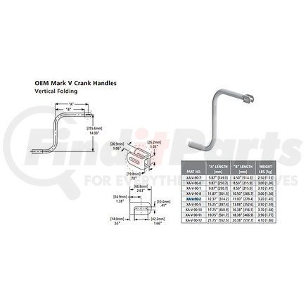 XA-V-90-2 by SAF-HOLLAND - Trailer Landing Gear Crank Handle - 11.62 in., Assembly