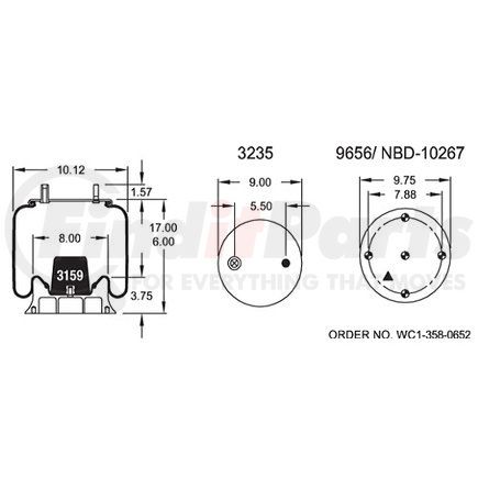 352-9070 by DAYTON PARTS - Air Spring Assembly - W01-358-9070 Firestone