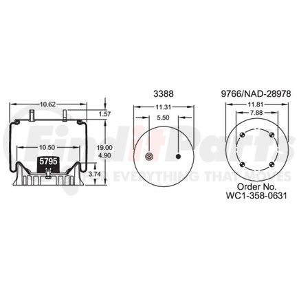 352-9811 by DAYTON PARTS - Air Spring Assembly - W01-358-9811 Firestone