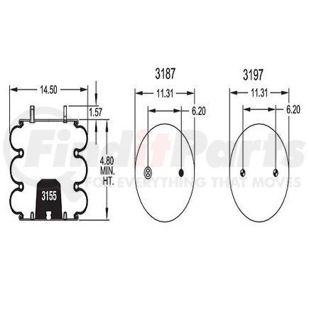 354-7850 by DAYTON PARTS - Air Spring - Assembly, W01-358-7850 Firestone