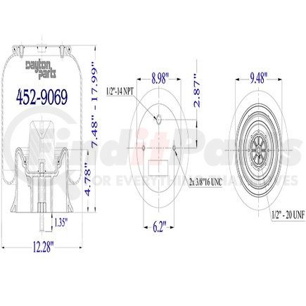 452-9069L by DAYTON PARTS - Air Suspension Spring