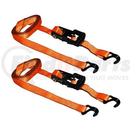 SL81 by ANCRA - Ratchet Tie Down Strap - 2 Pack, 1.25 in. x 180 in., Orange,Polyester, with J-Hook