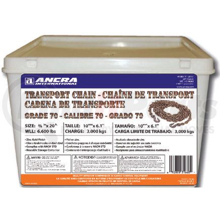 45881-11-20-SP by ANCRA - Hook Chain - Grade 70, 3/8 in. x 240 in., with Clevis Hooks