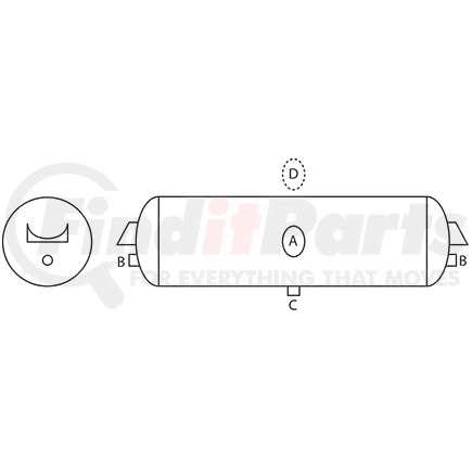 2000-01 by TECTRAN - Air Brake Reservoir - 29-7/16 in. Length, 8 in. O.D, 1425 Vol Cu. In., Type 1