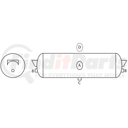 2000DH by TECTRAN - AIR TANK 1425 CU IN-8 OD-32"LG"