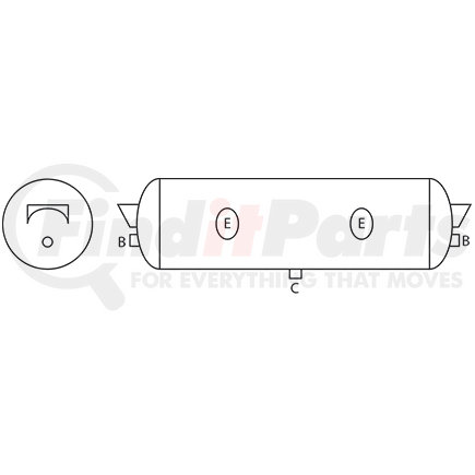 2001A by TECTRAN - Air Brake Reservoir - 27-1/2 in. Length, 9-1/2 in. O.D, 1488 Vol Cu. In., Type 2