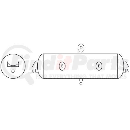 2001D by TECTRAN - ATank-1488in3 -9 1/2"OD-27 1/2 (Stock Code: 11023)