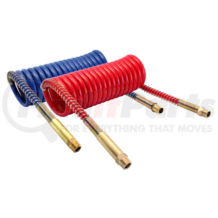 17B15-40H by TECTRAN - Air Brake Hose Assembly - 15 ft., VORTECX Armorcoil, Red and Blue, with Brass Handles