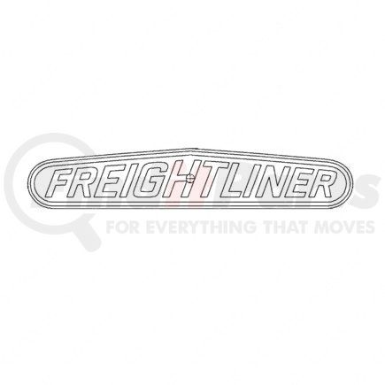 22-39676-002 by FREIGHTLINER - Emblem - Aluminum, 419 mm x 77.6 mm, 4 mm THK