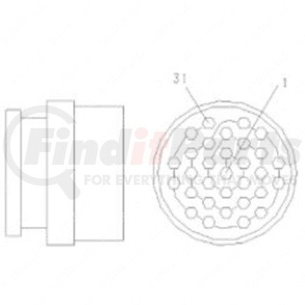 23-13148-050 by FREIGHTLINER - Multi-Purpose Wiring Terminal - Pass Through, Female, Black, Plug, 31 Cavity Count