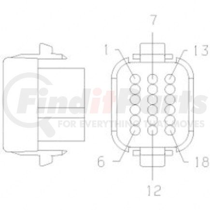 23-13148-057 by FREIGHTLINER - Multi-Purpose Wiring Terminal - Pass Through, Female, Black, Plug, 18 Cavity Count