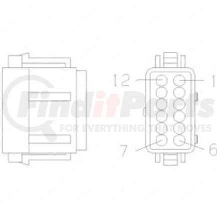 23-13148-084 by FREIGHTLINER - Multi-Purpose Wiring Terminal - Inline, Female, Black, Plug, 12 Cavity Count