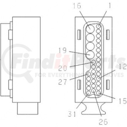 23-13149-028 by FREIGHTLINER - Multi-Purpose Wiring Terminal - ECU/Device, Female, Black, Plug, 31 Cavity Count