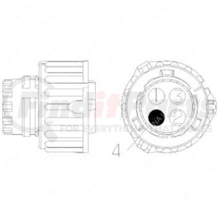 23-13151-416 by FREIGHTLINER - Multi-Purpose Wiring Terminal - Female, Black, ECU/Device, 4 (3) Cavity Count