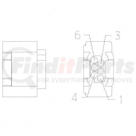 23-13151-608 by FREIGHTLINER - Multi-Purpose Wiring Terminal - ECU/Device, Female, Black, Plug, 6 Cavity Count