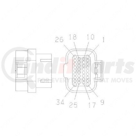 23-13151-029 by FREIGHTLINER - Multi-Purpose Wiring Terminal - Female, Black, ECU/Device, 34 Cavity Count