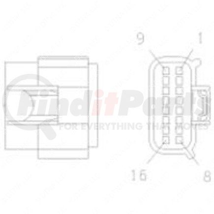 23-13153-060 by FREIGHTLINER - Multi-Purpose Wiring Terminal - Inline, Female, Green, Plug, 16 Cavity Count