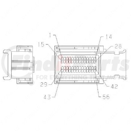 23-13153-068 by FREIGHTLINER - Multi-Purpose Wiring Terminal - ECU/Device, Female, Blue, Plug, 56 Cavity Count