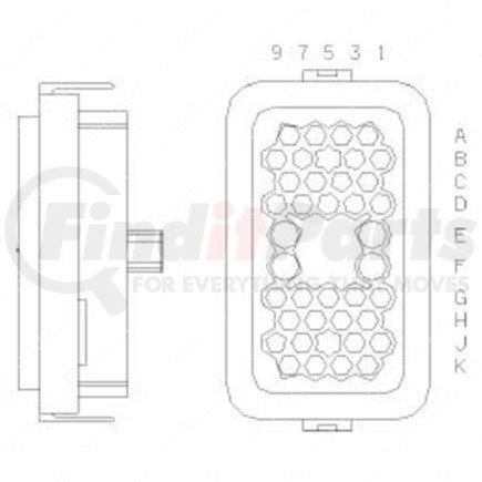 23-13142-012 by FREIGHTLINER - Multi-Purpose Wiring Terminal - Pass Through, Female, Black, Plug, 38 Cavity Count