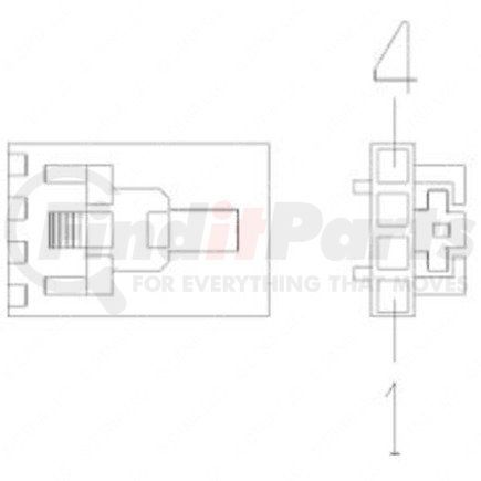 23-13662-412 by FREIGHTLINER - Multi-Purpose Wiring Terminal - ECU/Device, Female, Black, Plug, 4 Cavity Count