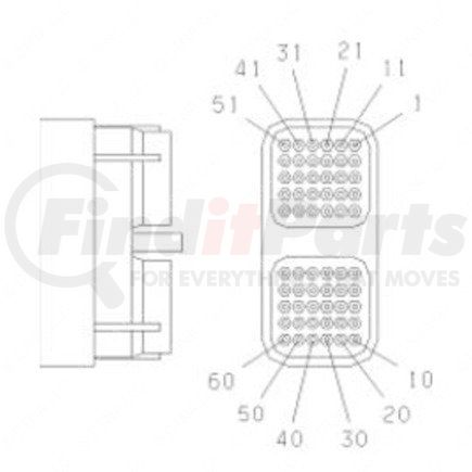 23-13271-008 by FREIGHTLINER - Multi-Purpose Wiring Terminal - Black, Plug, 60 Cavity Count