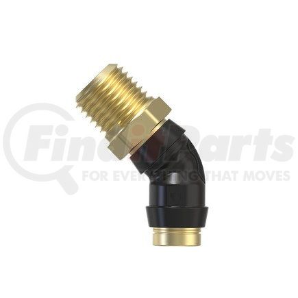23-14395-011 by FREIGHTLINER - Air Brake Air Line Fitting - Glass Fiber Reinforced with Nylon, Elbow, 45 deg, Push-to-Connect, 0.50 MPT to 0.62 NT