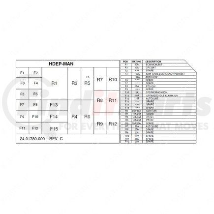 24-01780-000 by FREIGHTLINER - Miscellaneous Label - Electric, PDM, Heavy Duty Engine Platform, Manaul, P3