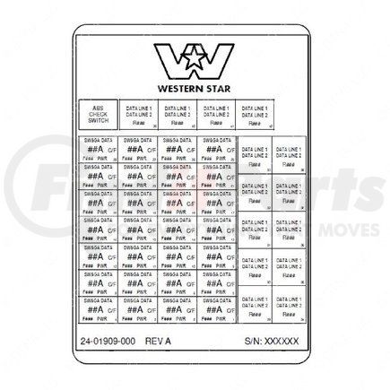 24-01909-000 by FREIGHTLINER - Miscellaneous Label - Auxiliary Power Distribution Module, Variable, WST