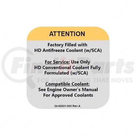 24-02031-000 by FREIGHTLINER - Air Bag Information Label