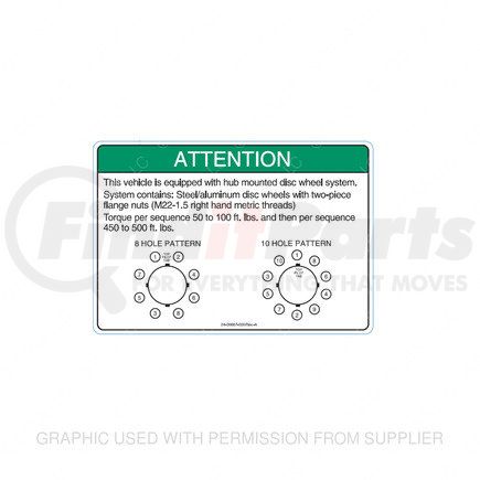 24-00667-000 by FREIGHTLINER - Miscellaneous Label - Attention Hub Torque English