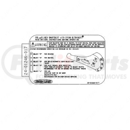 24-01246-017 by FREIGHTLINER - Miscellaneous Label - Decal, Shift, Eaton, Ultrashift, SS