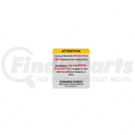 24-01316-000 by FREIGHTLINER - Air Bag Information Label