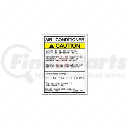 24-01504-008 by FREIGHTLINER - A/C System Information Label - 87.75 mm x 65.72 mm