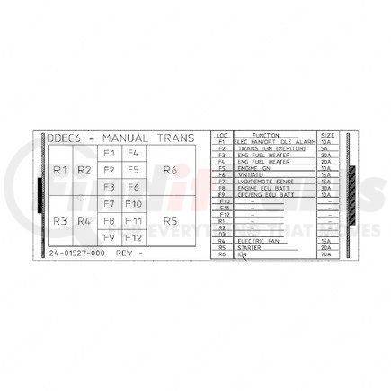 24-01527-000 by FREIGHTLINER - Miscellaneous Label - Power Distribution Module, DDec6, Transmission