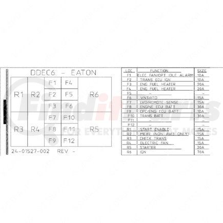 24-01527-002 by FREIGHTLINER - Miscellaneous Label - Power Distribution Module, DDec6, Transmission