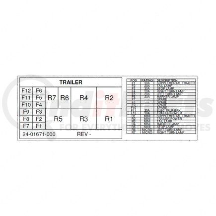 24-01671-000 by FREIGHTLINER - Miscellaneous Label - Trailer Power Distribution Module