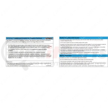 24-01679-001 by FREIGHTLINER - A/C System Information Label - 139.7 mm x 215.9 mm