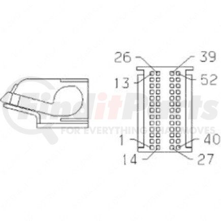 A23-13361-016 by FREIGHTLINER - Multi-Purpose Wiring Terminal - ECU/Device, Female, Black, Plug, 52 Cavity Count