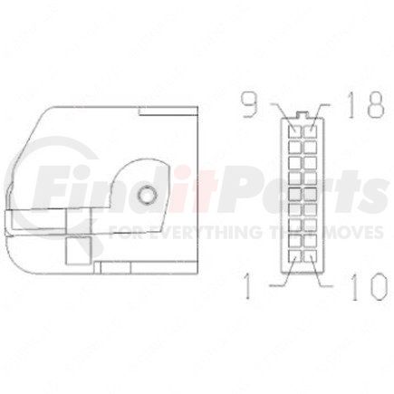 A23-13361-021 by FREIGHTLINER - Multi-Purpose Wiring Terminal - ECU/Device, Female, Black, Plug, 18 Cavity Count